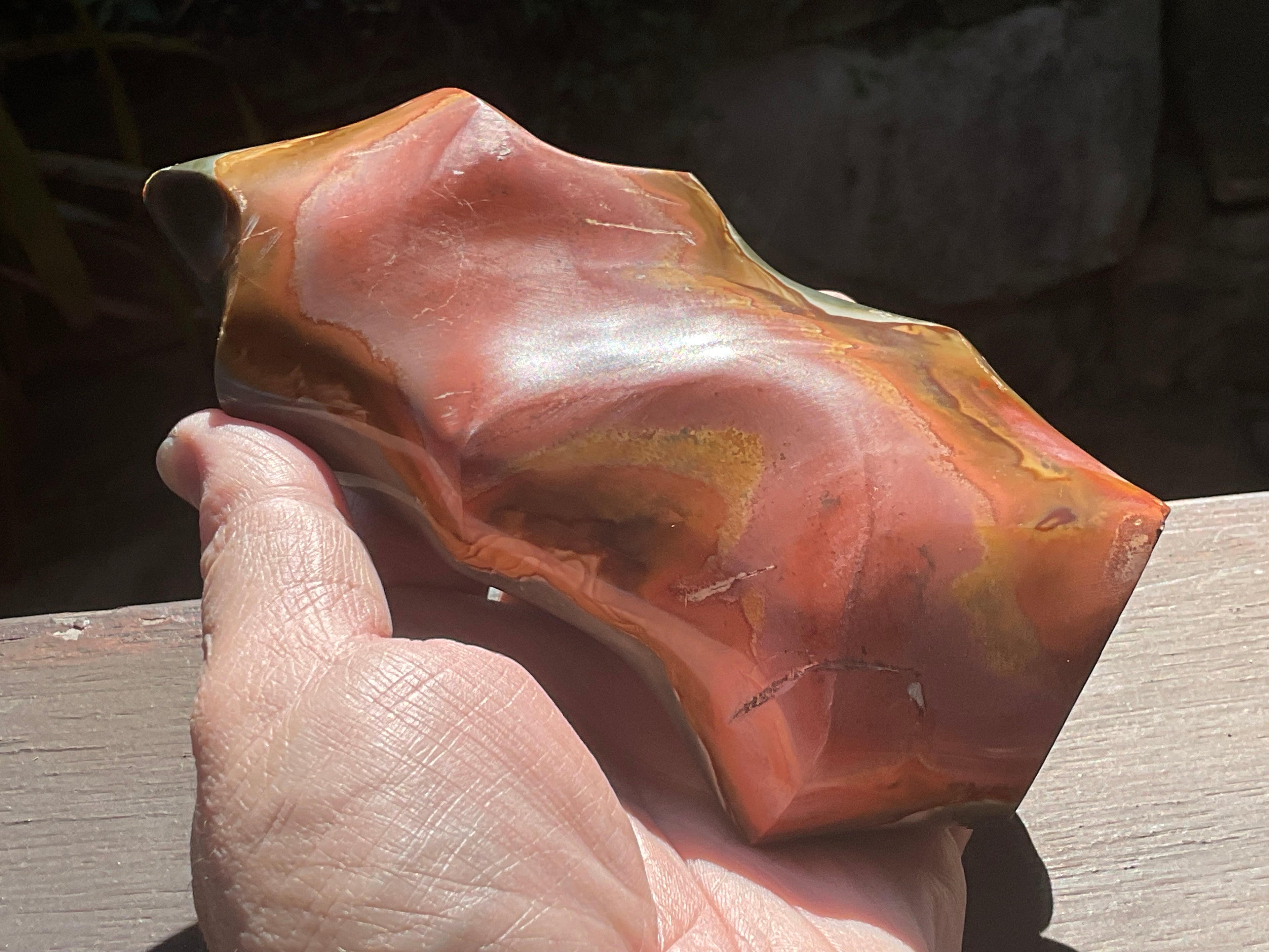 657g Polychrome Jasper Flame Carving D