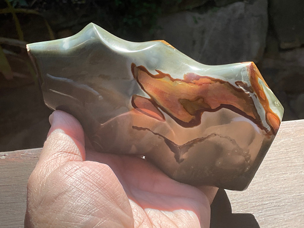 657g Polychrome Jasper Flame Carving D