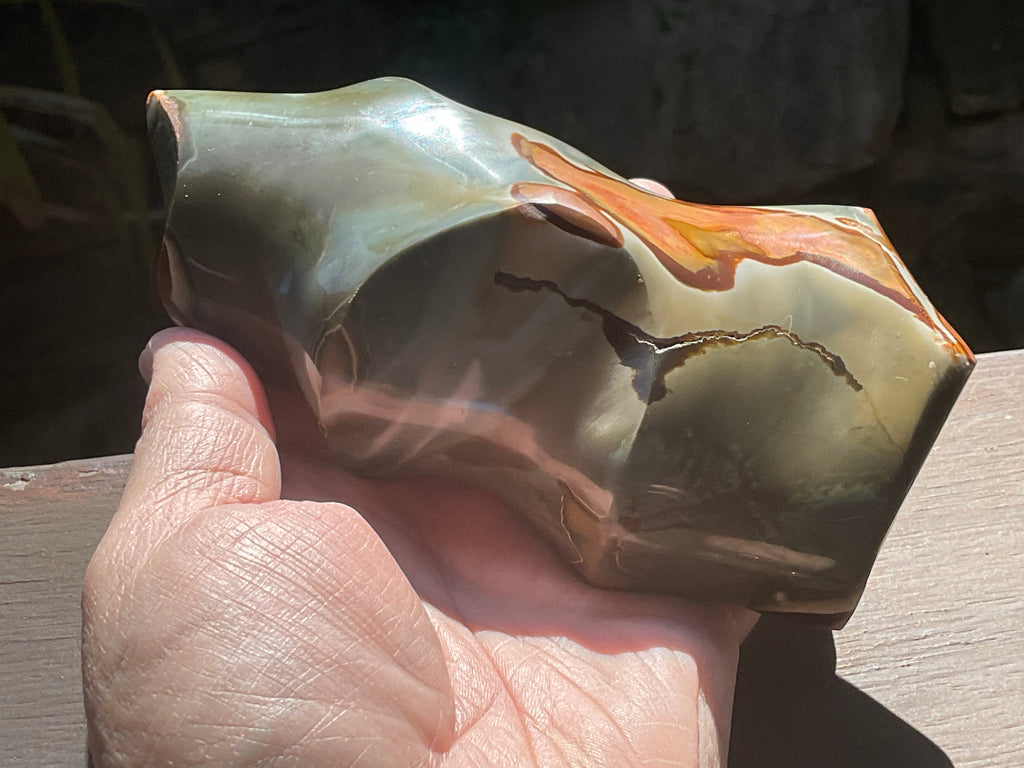 657g Polychrome Jasper Flame Carving D