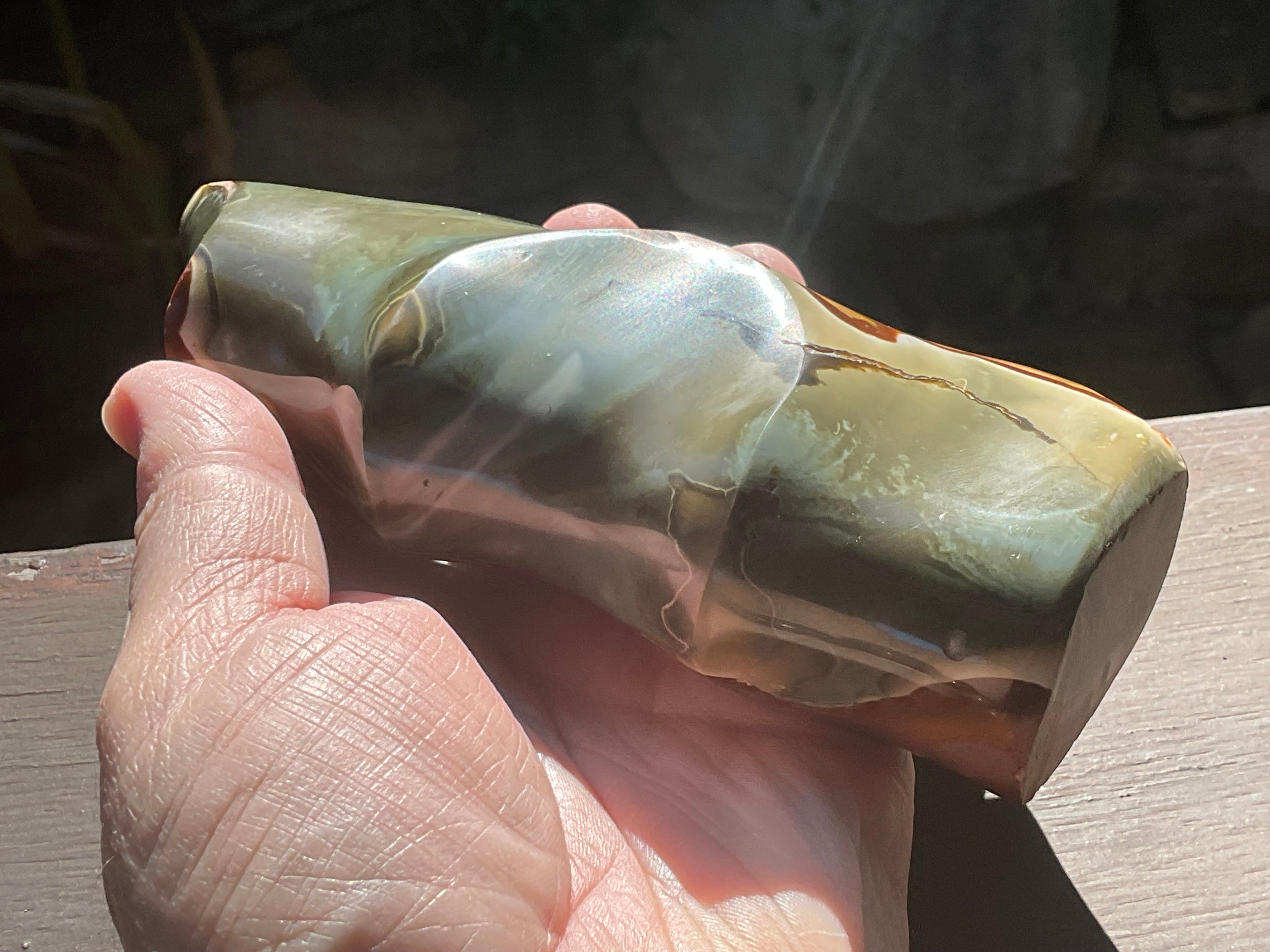 657g Polychrome Jasper Flame Carving D