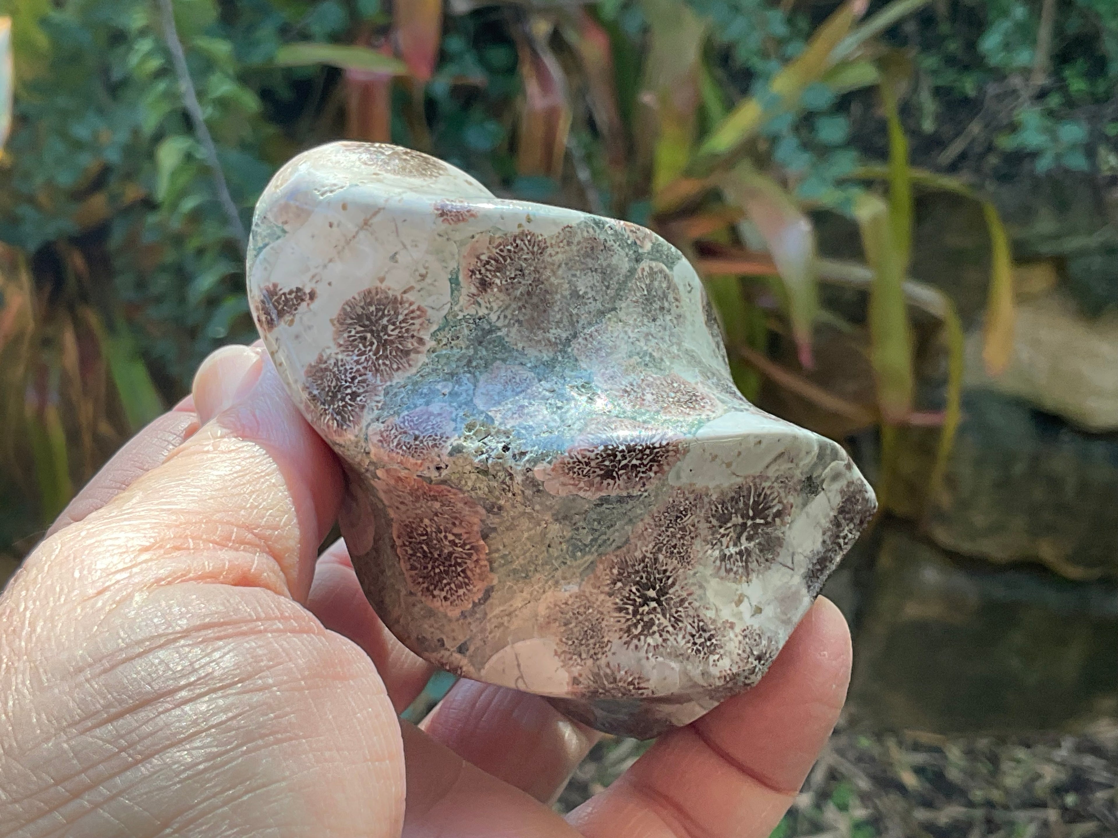 260g Green Cherry Blossom Jasper Flame 3B