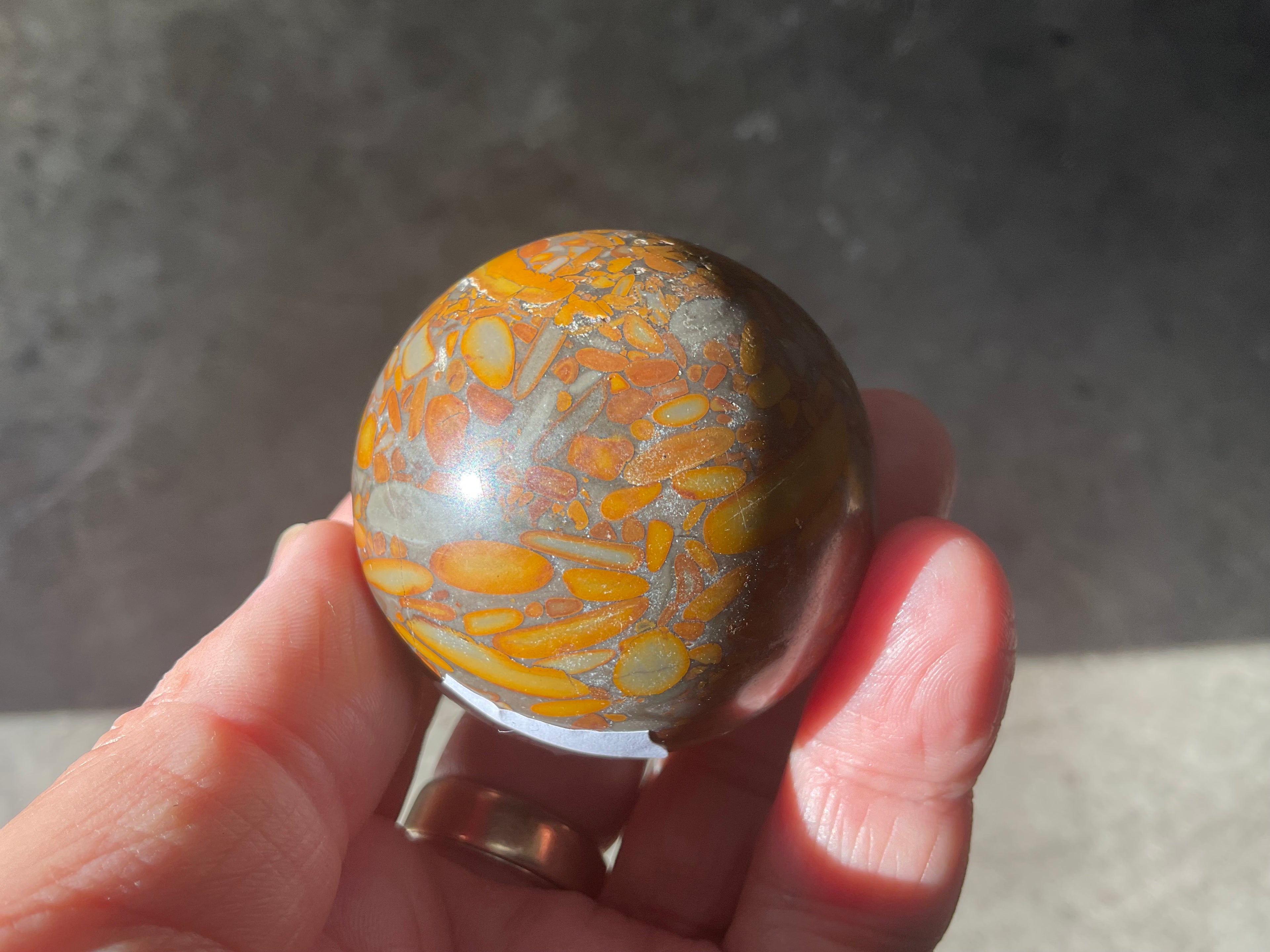 162g Bamboo Jasper Sphere 1A (Perfectly Imperfect)