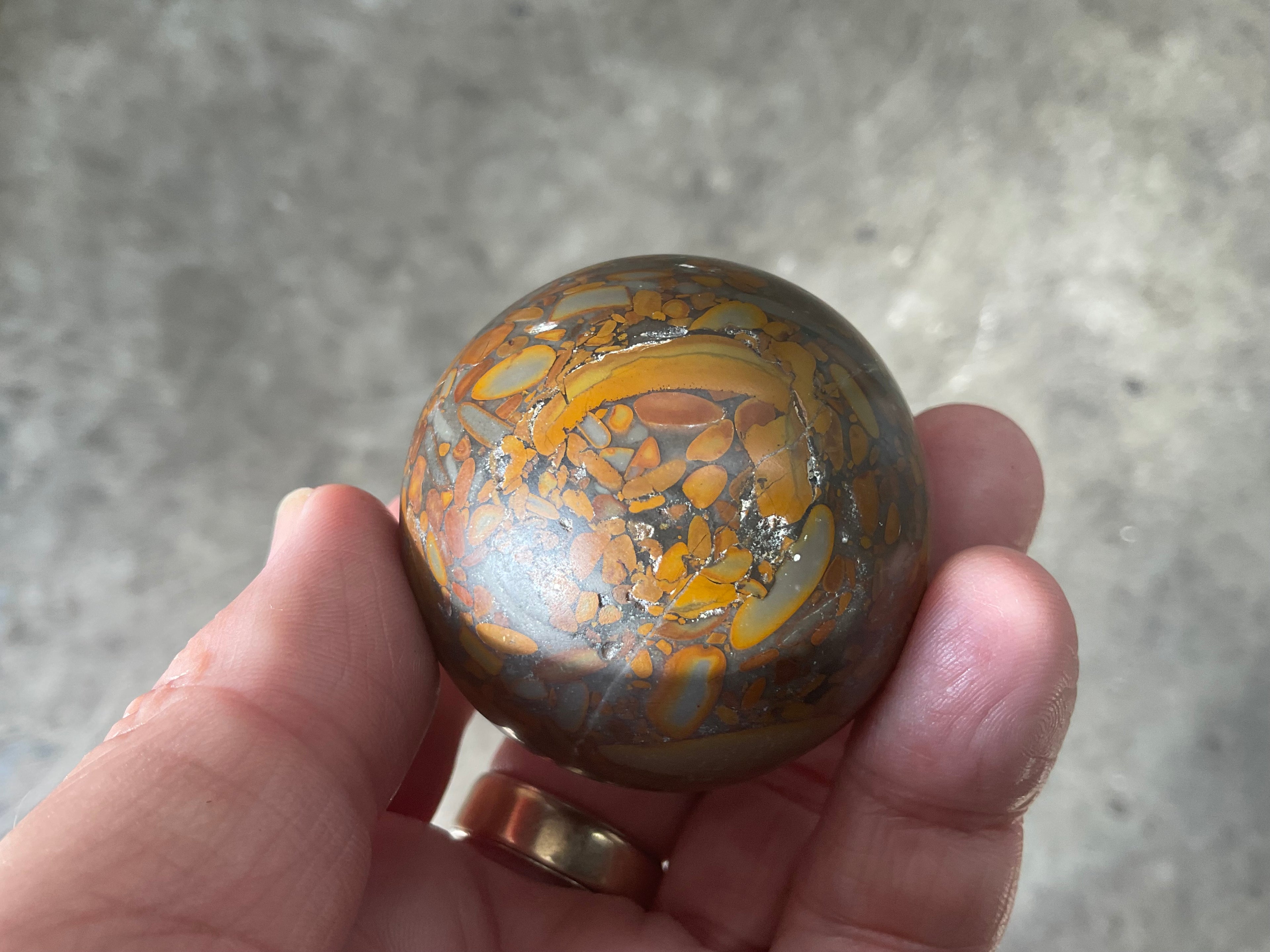 162g Bamboo Jasper Sphere 1A (Perfectly Imperfect)