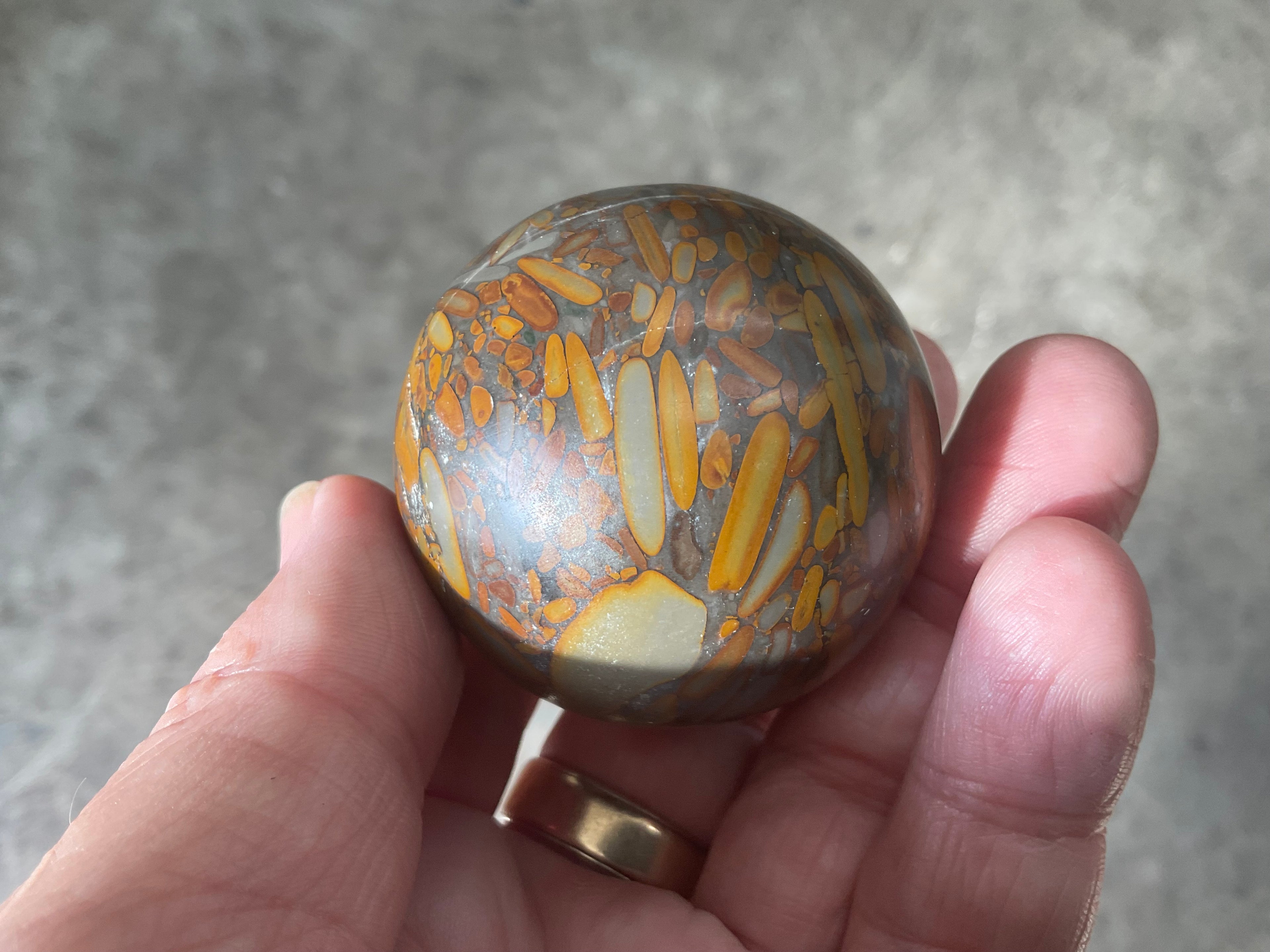 162g Bamboo Jasper Sphere 1A (Perfectly Imperfect)