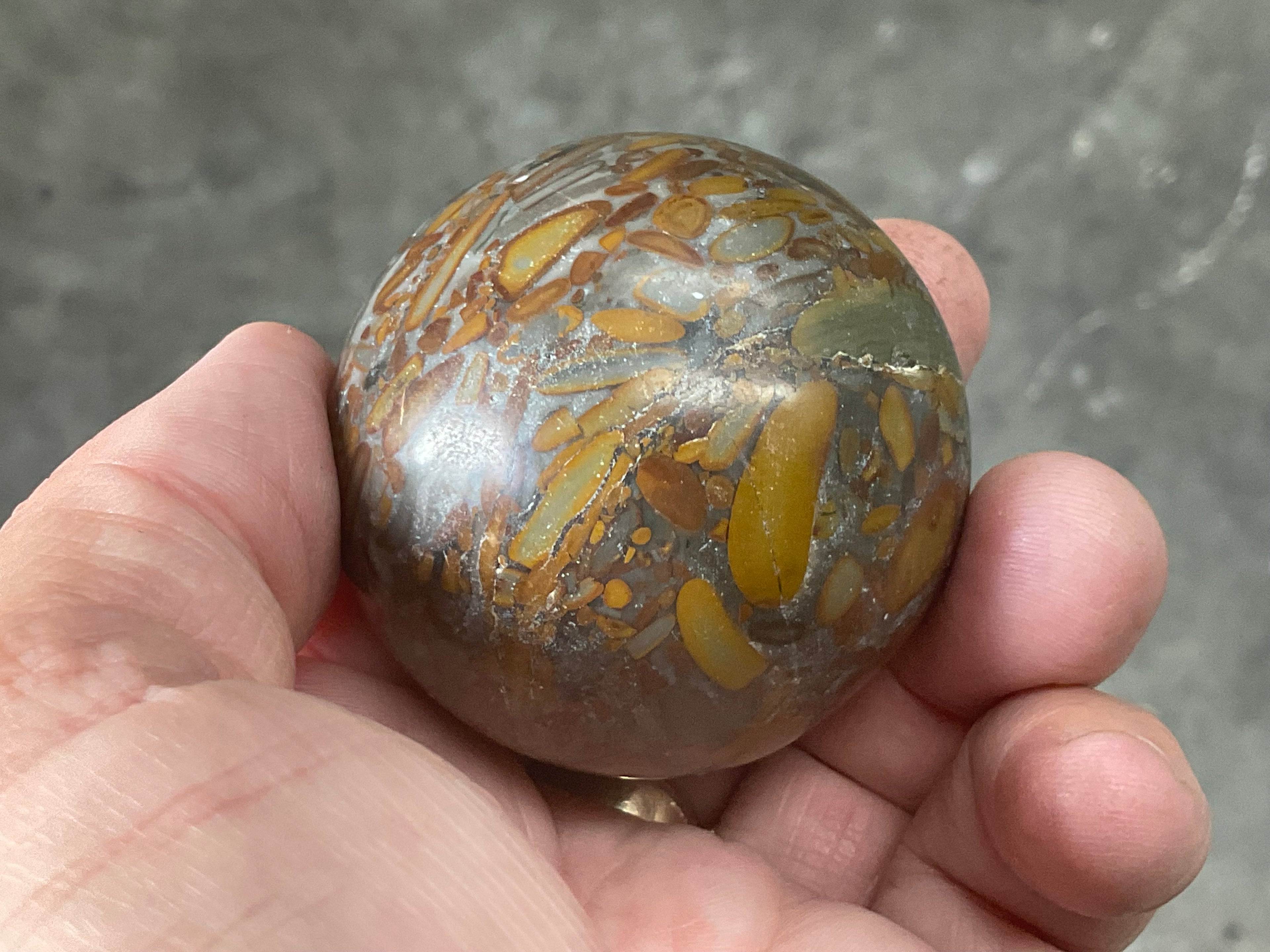182g Bamboo Jasper Sphere 2A (Perfectly Imperfect)