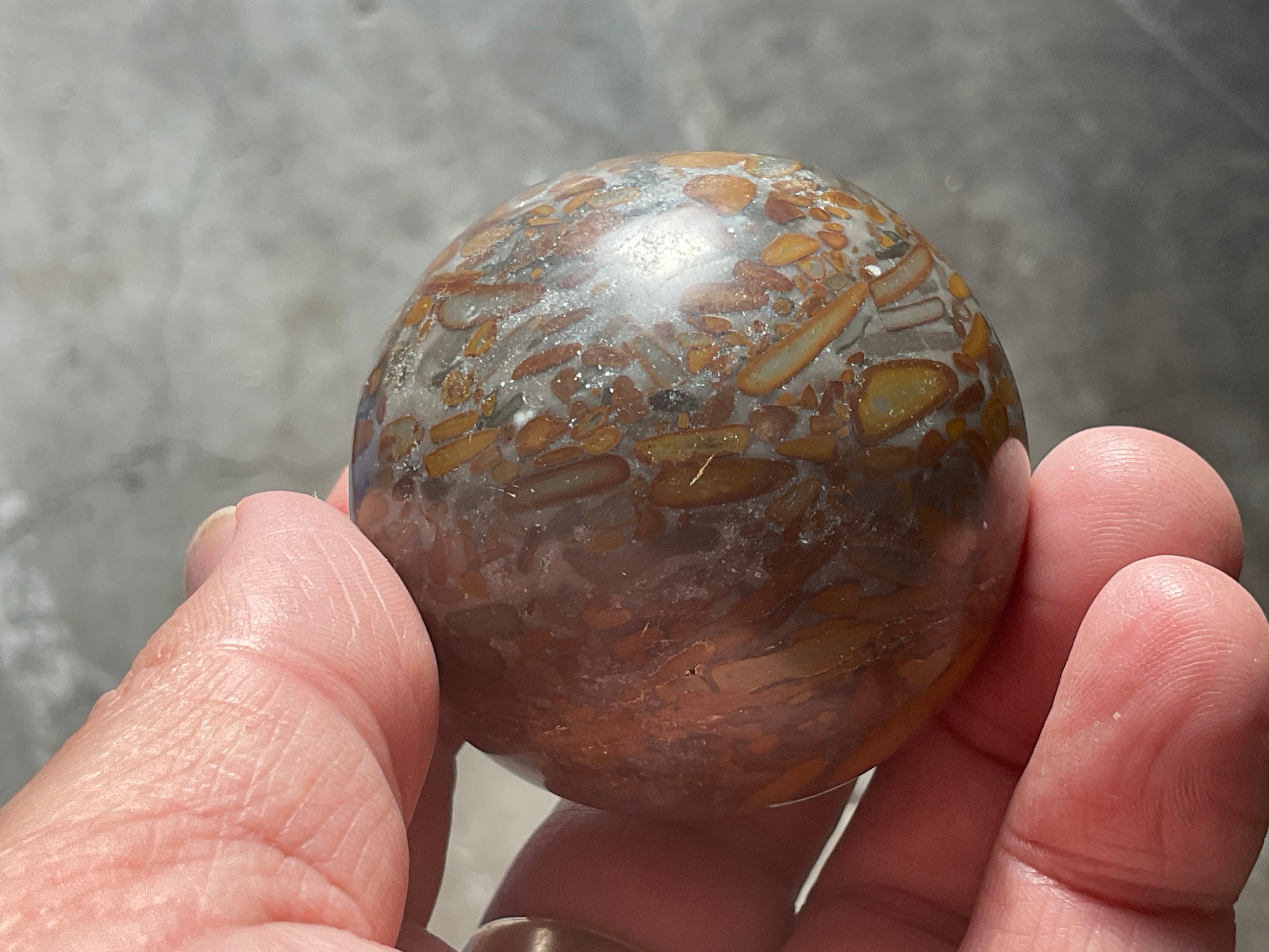 182g Bamboo Jasper Sphere 2A (Perfectly Imperfect)