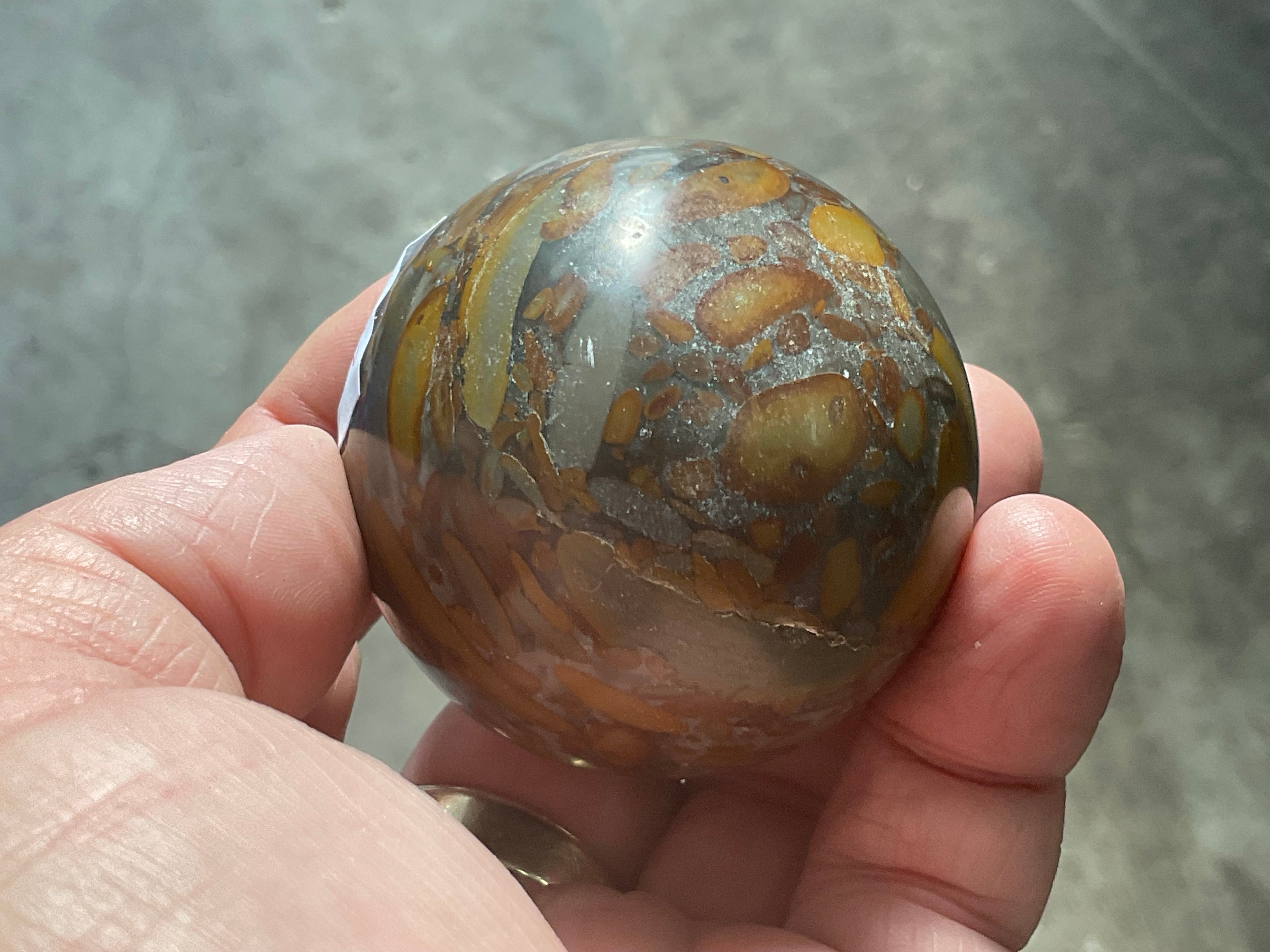 182g Bamboo Jasper Sphere 2A (Perfectly Imperfect)