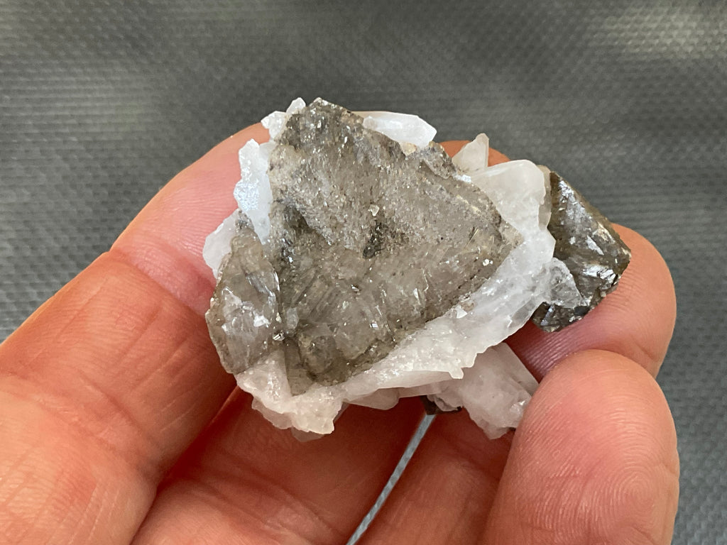 26g Clear Quartz Points on Brown Calcite Specimen 1C from Fujian, China
