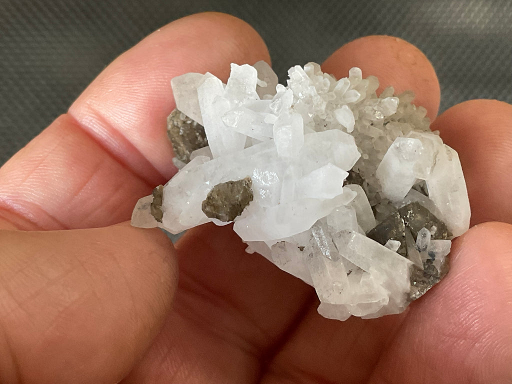 26g Clear Quartz Points on Brown Calcite Specimen 1C from Fujian, China