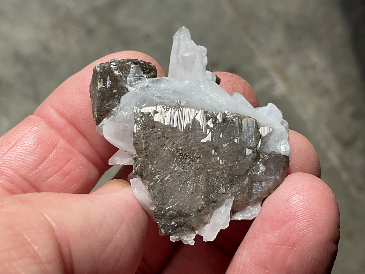 26g Clear Quartz Points on Brown Calcite Specimen 1C from Fujian, China