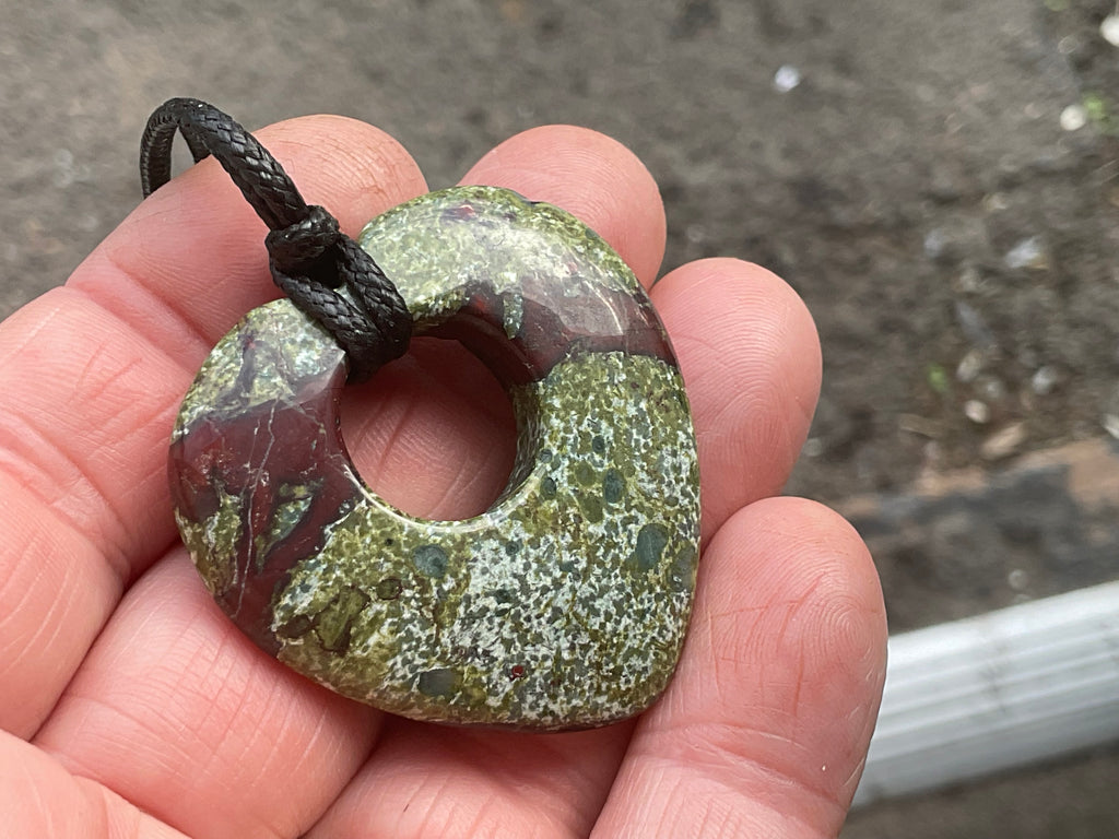 20g Dragons Blood Jasper Heart Pendant 1A