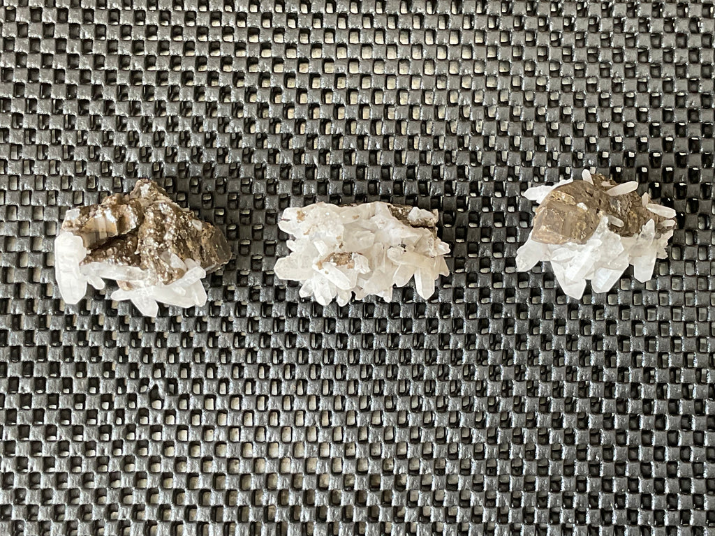 34g Clear Quartz Points on Brown Calcite Specimen 2A from Fujian, China