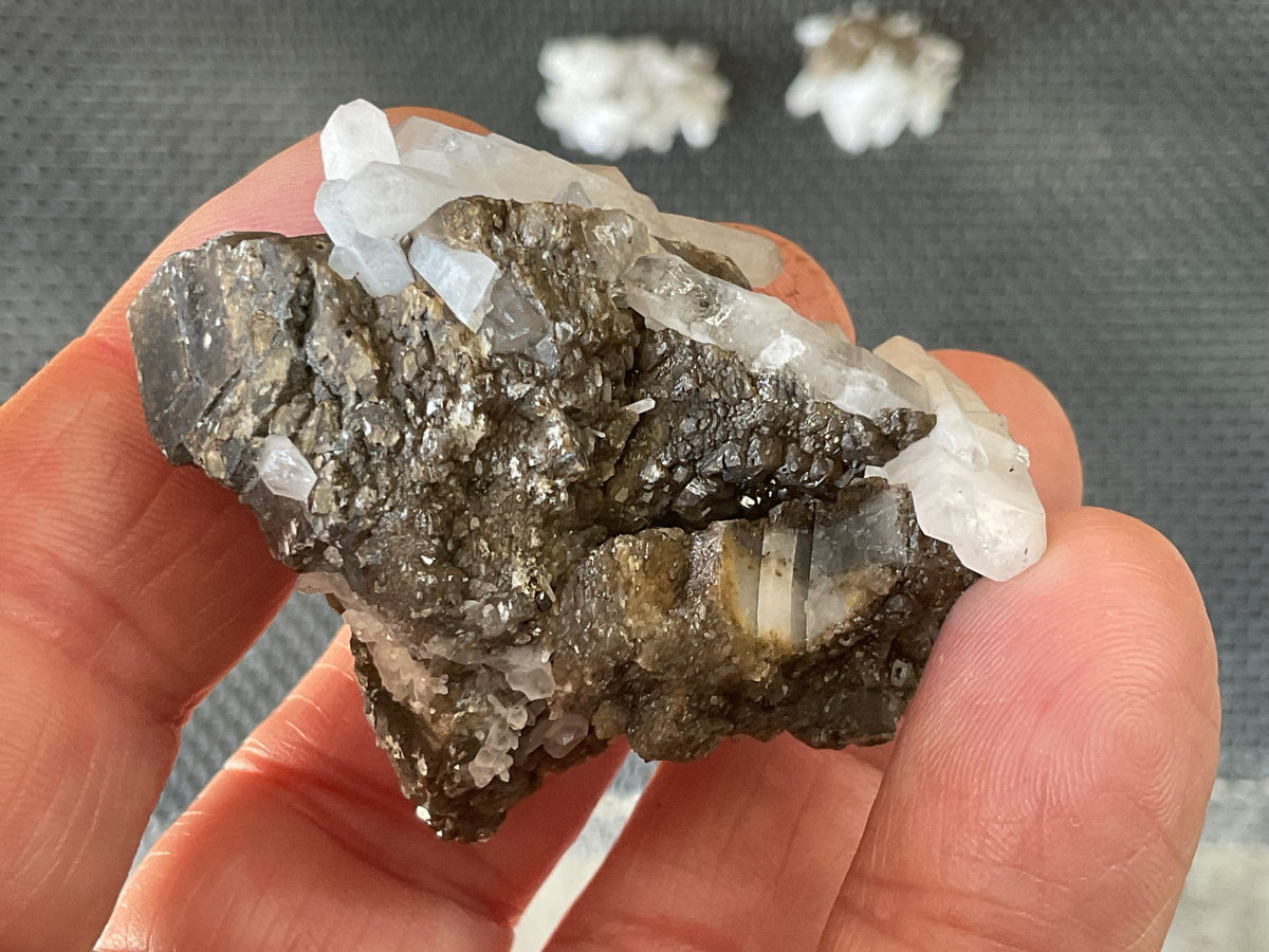 34g Clear Quartz Points on Brown Calcite Specimen 2A from Fujian, China