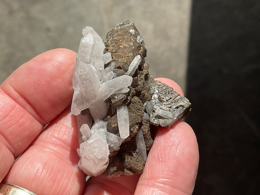 34g Clear Quartz Points on Brown Calcite Specimen 2A from Fujian, China