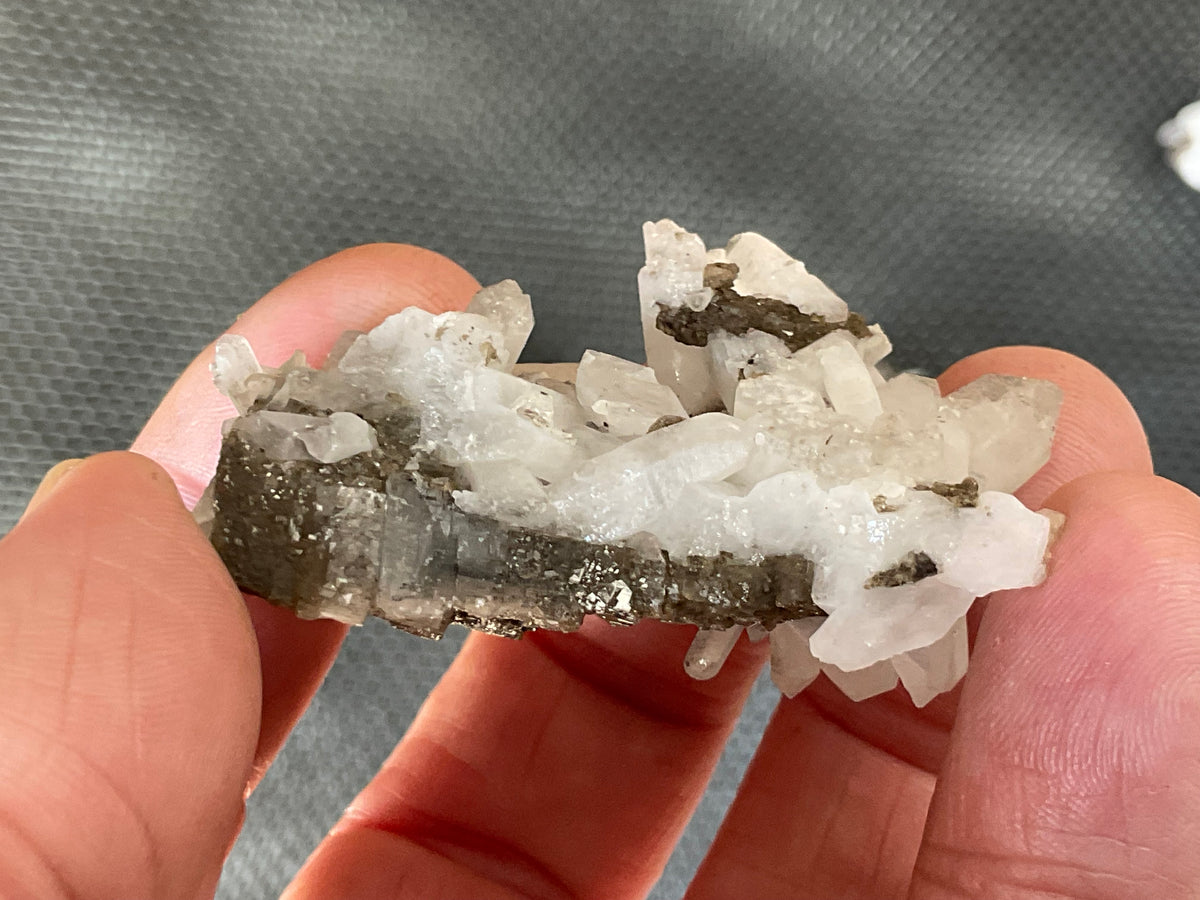 28g Clear Quartz Points on Brown Calcite Specimen 2B from Fujian, China
