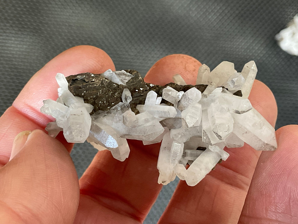 28g Clear Quartz Points on Brown Calcite Specimen 2B from Fujian, China