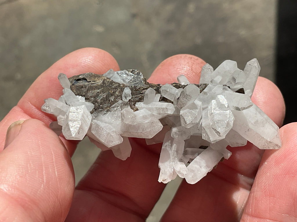 28g Clear Quartz Points on Brown Calcite Specimen 2B from Fujian, China