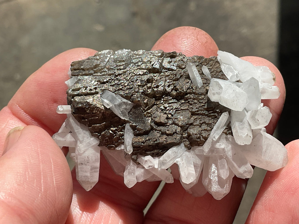 28g Clear Quartz Points on Brown Calcite Specimen 2B from Fujian, China