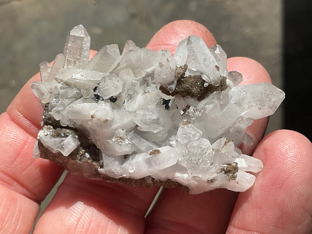 28g Clear Quartz Points on Brown Calcite Specimen 2B from Fujian, China