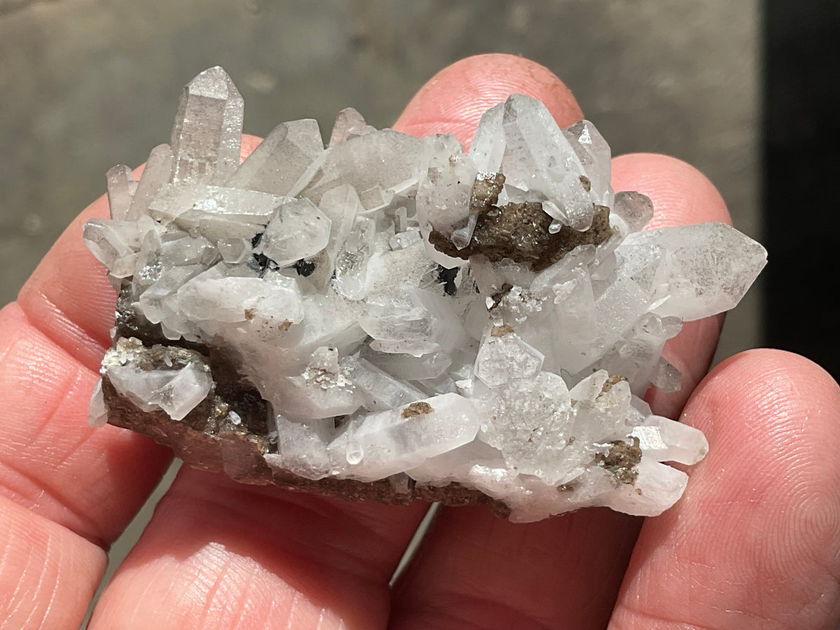 28g Clear Quartz Points on Brown Calcite Specimen 2B from Fujian, China