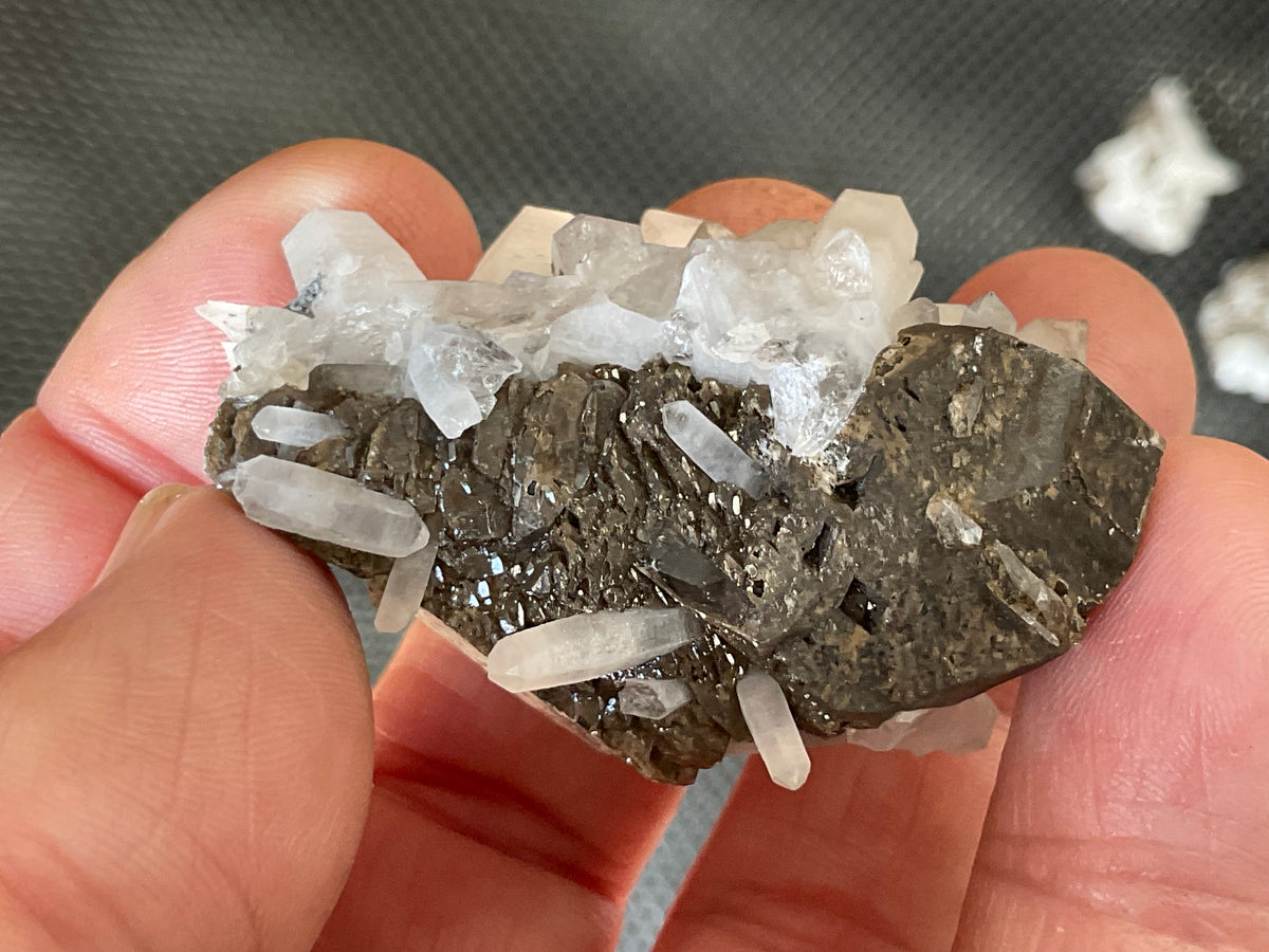42g Clear Quartz Points on Brown Calcite Specimen 2C from Fujian, China