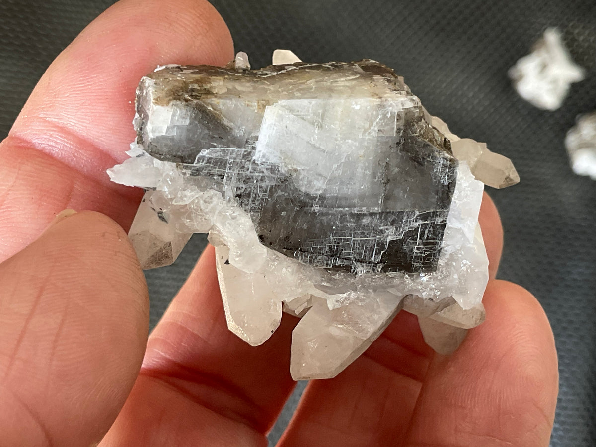 42g Clear Quartz Points on Brown Calcite Specimen 2C from Fujian, China