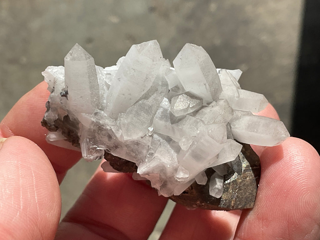 42g Clear Quartz Points on Brown Calcite Specimen 2C from Fujian, China