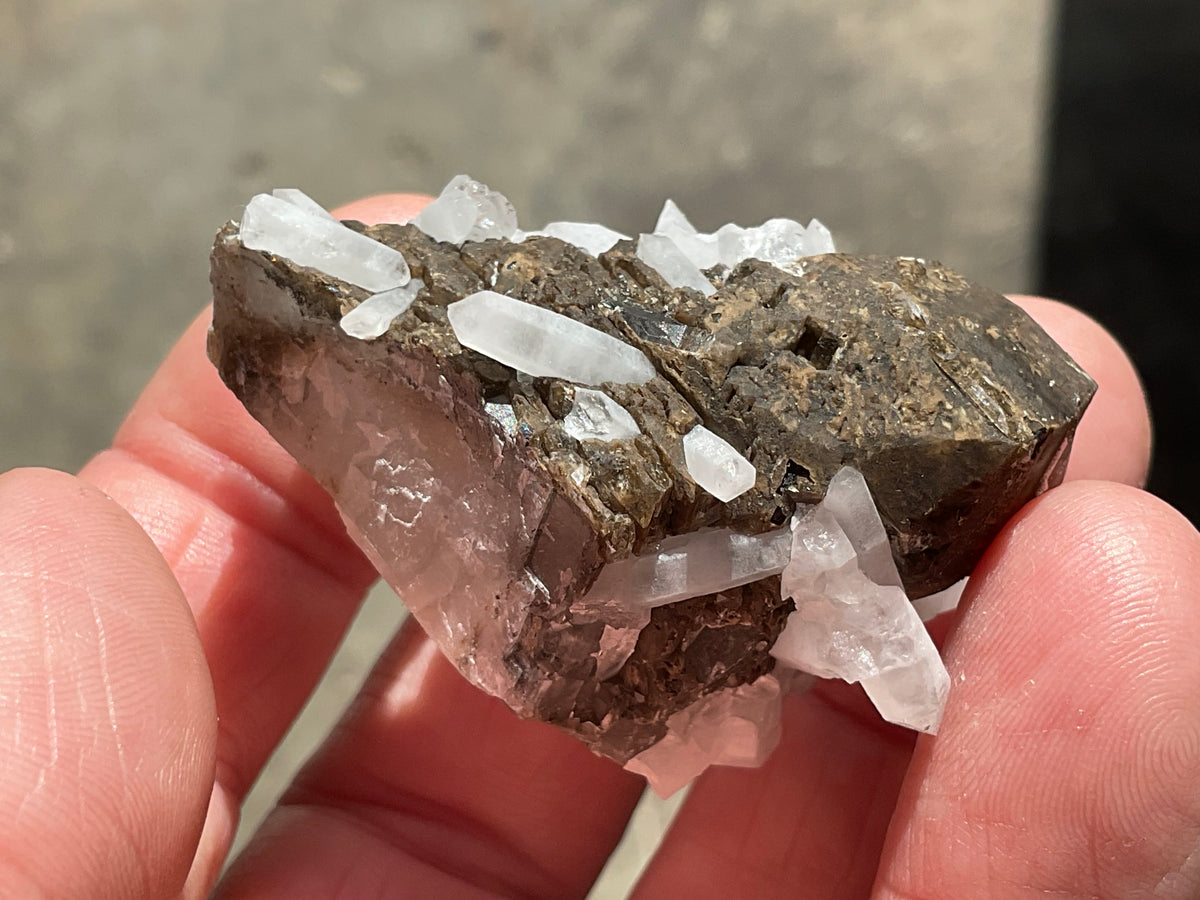42g Clear Quartz Points on Brown Calcite Specimen 2C from Fujian, China