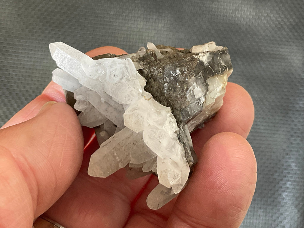 50g Clear Quartz Points on Brown Calcite Specimen 3C from Fujian, China