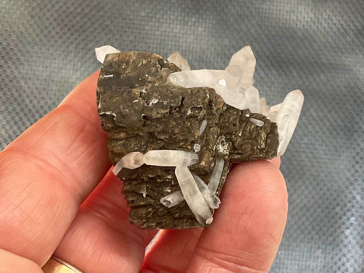 50g Clear Quartz Points on Brown Calcite Specimen 3C from Fujian, China