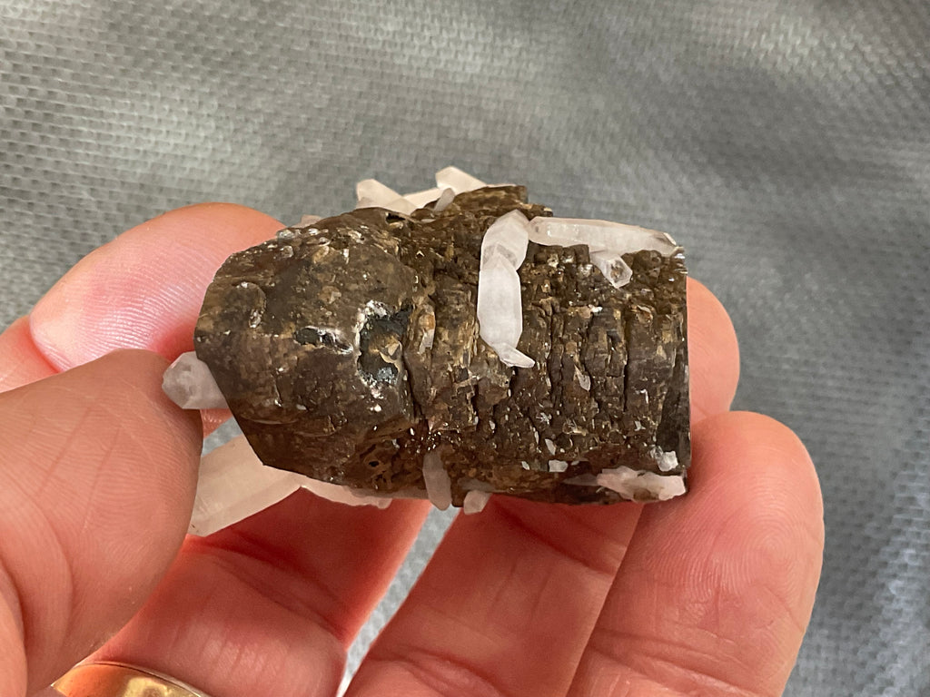 50g Clear Quartz Points on Brown Calcite Specimen 3C from Fujian, China