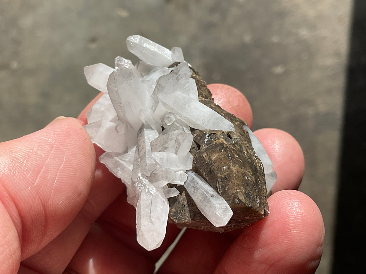50g Clear Quartz Points on Brown Calcite Specimen 3C from Fujian, China