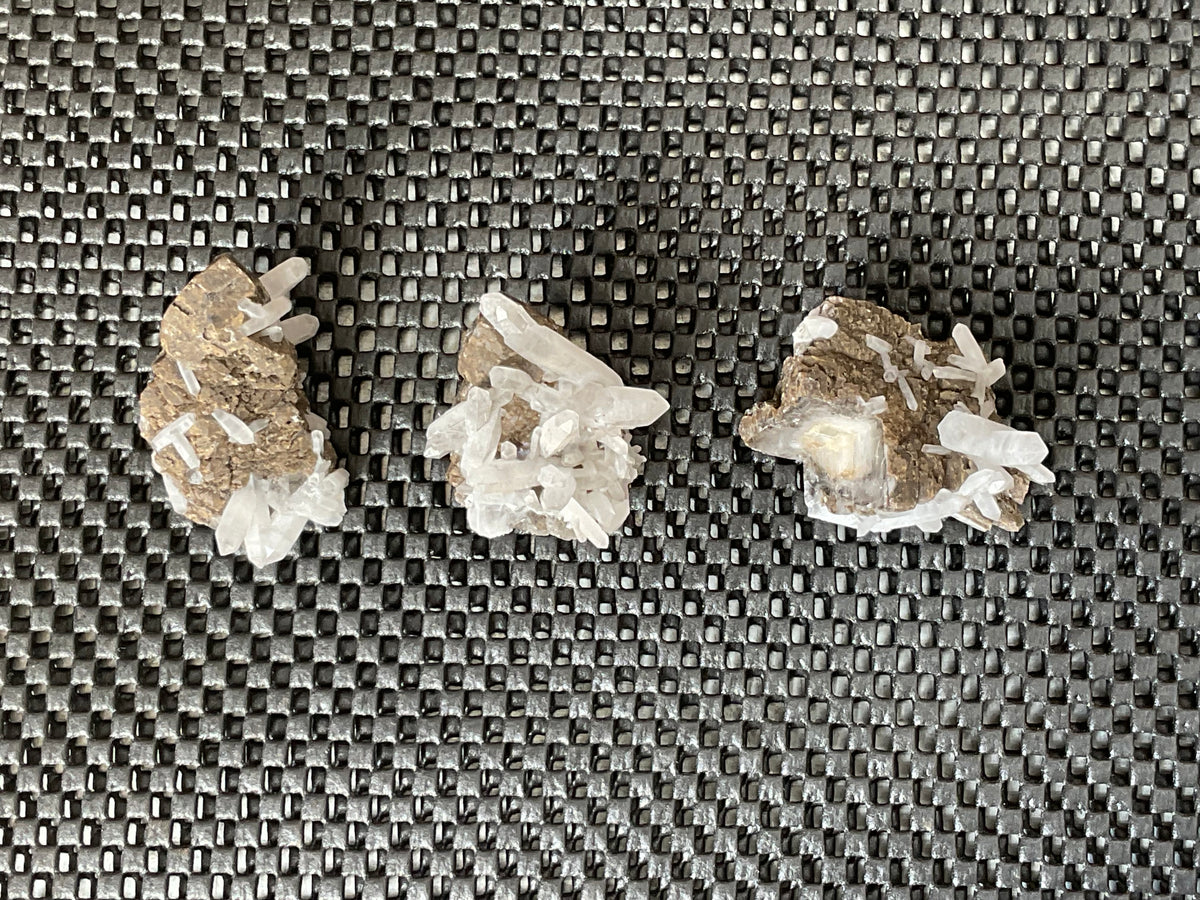 42g Clear Quartz Points on Brown Calcite Specimen 4A from Fujian, China