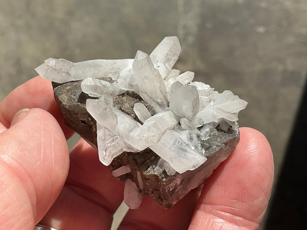 48g Clear Quartz Points on Brown Calcite Specimen 4B from Fujian, China