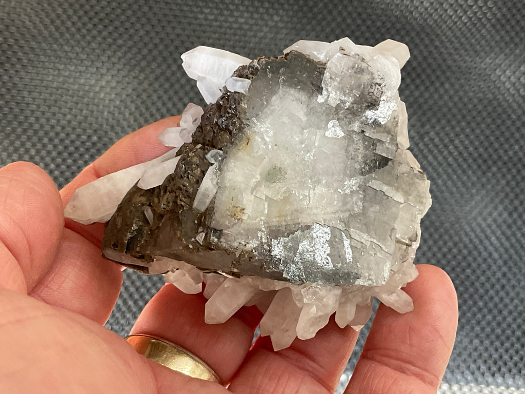 108g Clear Quartz Points on Brown Calcite Specimen 5A from Fujian, China