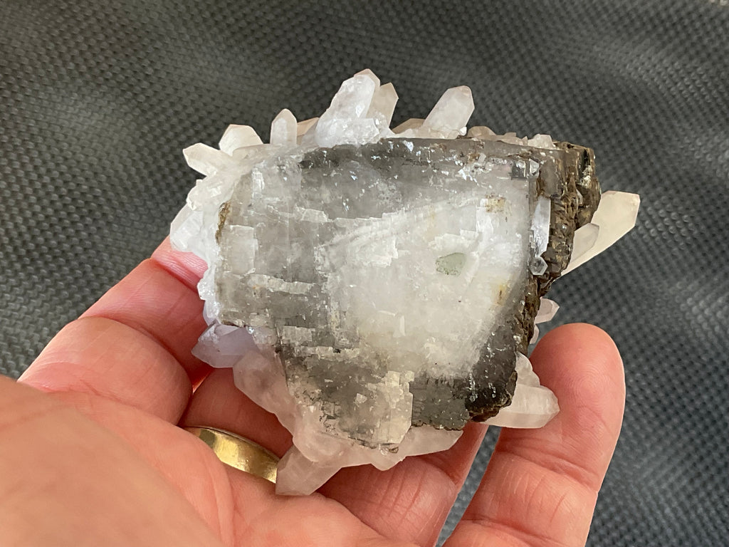 108g Clear Quartz Points on Brown Calcite Specimen 5A from Fujian, China