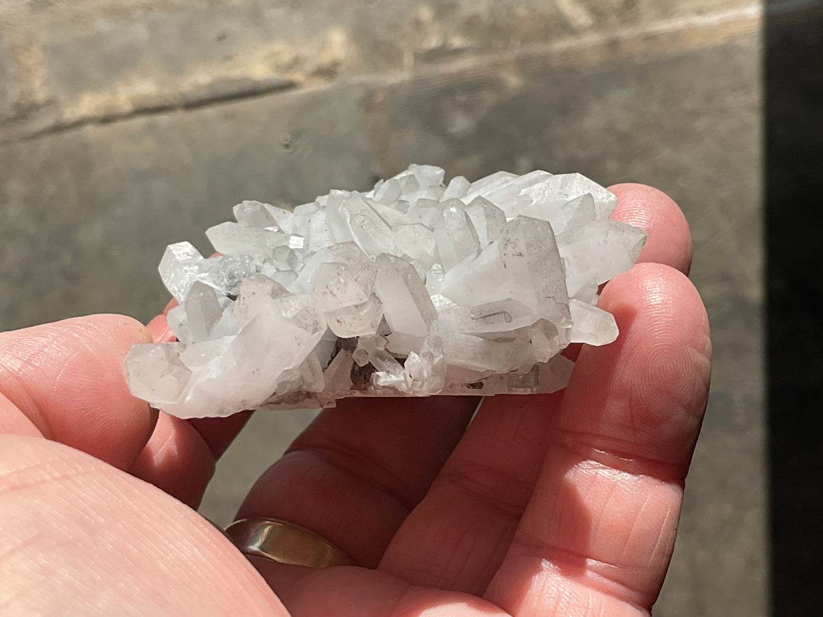 108g Clear Quartz Points on Brown Calcite Specimen 5A from Fujian, China