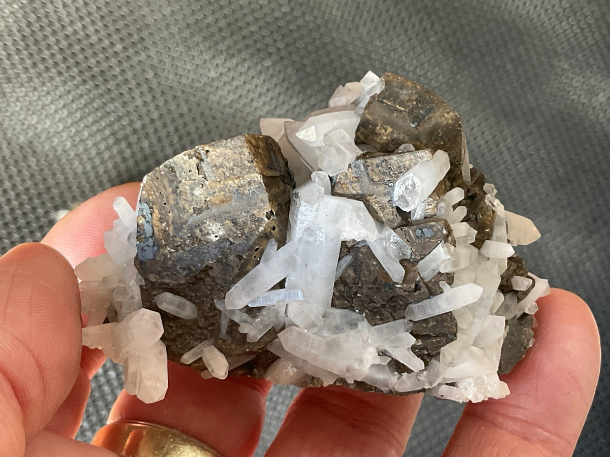 124g Clear Quartz Points on Brown Calcite Specimen 5B