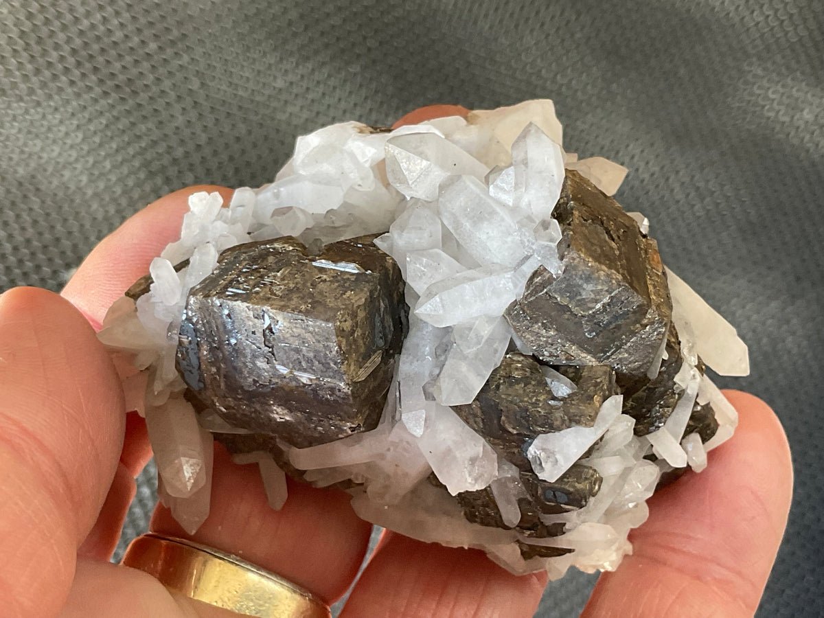 124g Clear Quartz Points on Brown Calcite Specimen 5B