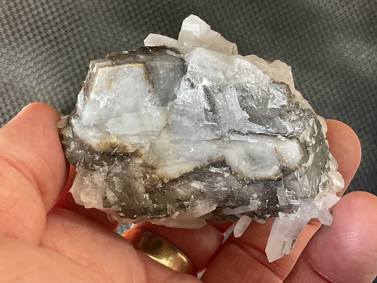 124g Clear Quartz Points on Brown Calcite Specimen 5B