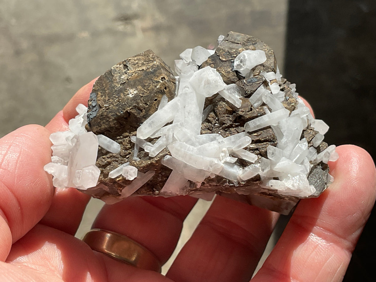 124g Clear Quartz Points on Brown Calcite Specimen 5B