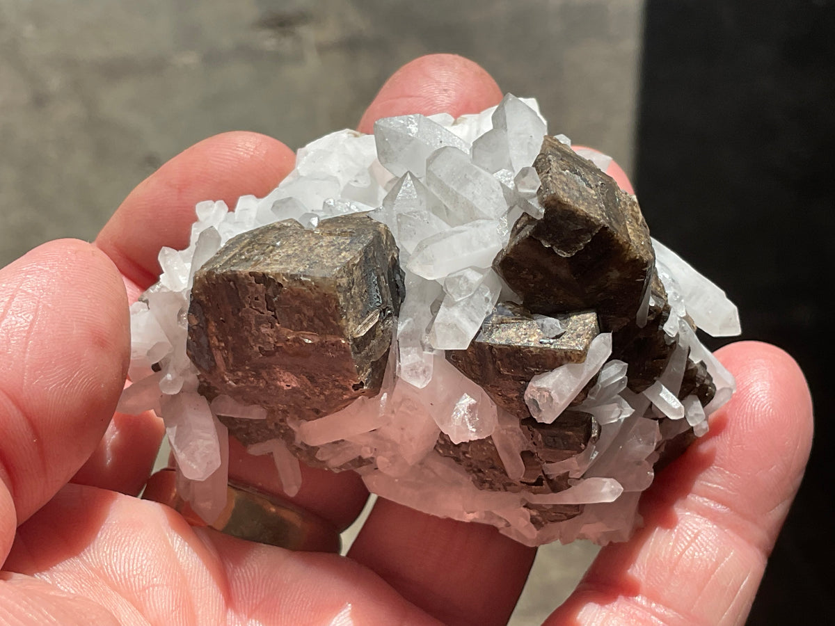 124g Clear Quartz Points on Brown Calcite Specimen 5B