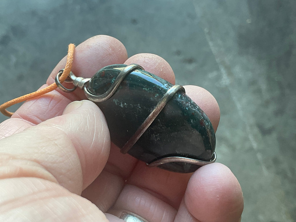 Bloodstone Wire Wrapped Pendant