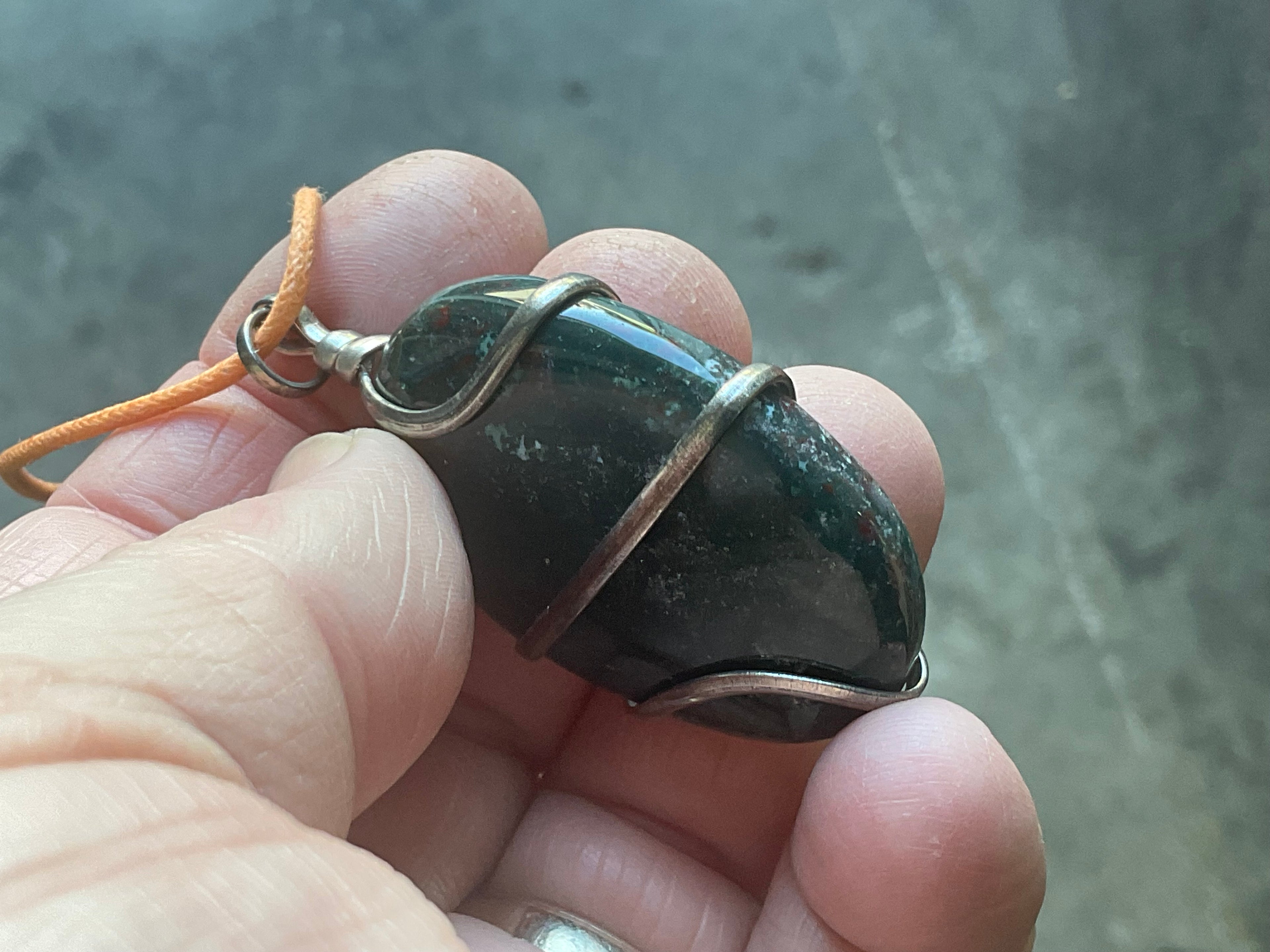 Bloodstone Wire Wrapped Pendant