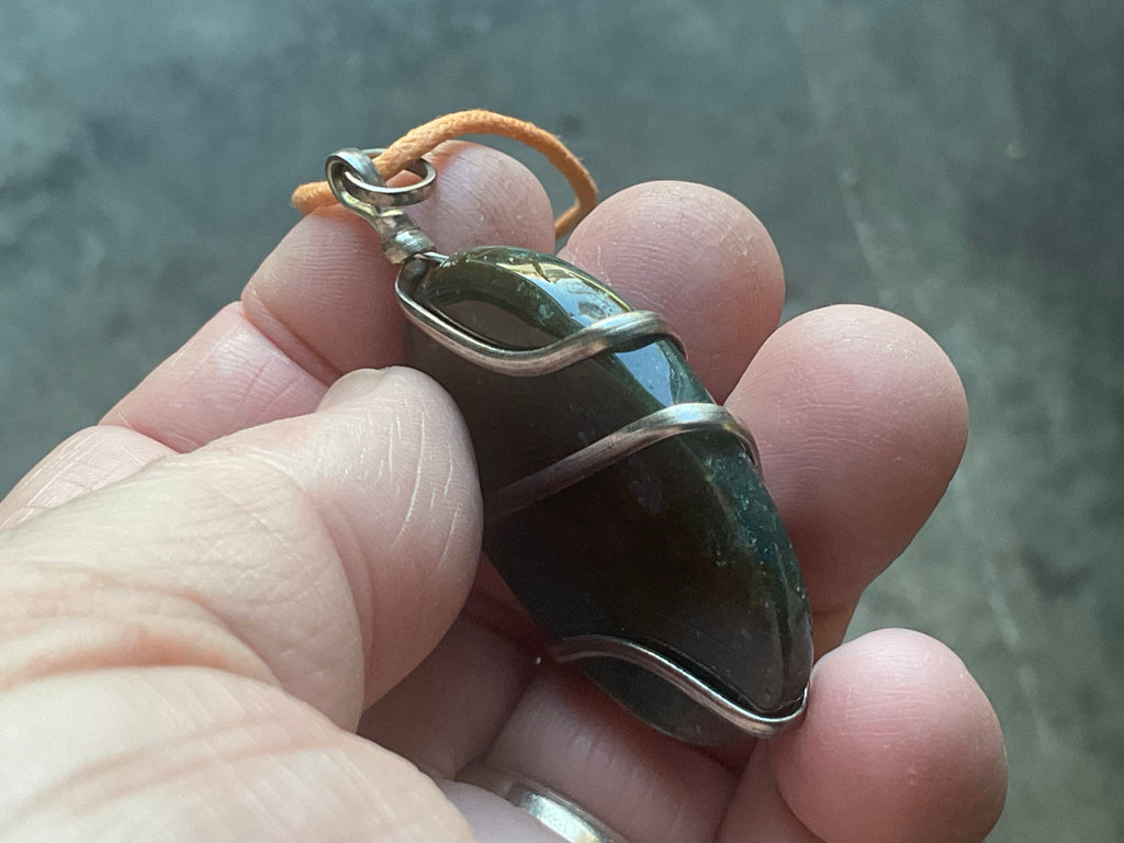 Bloodstone Wire Wrapped Pendant
