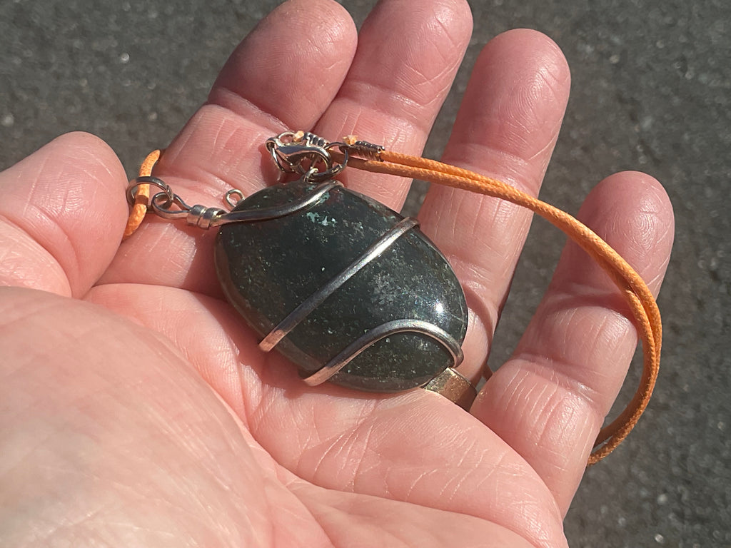 Bloodstone Wire Wrapped Pendant