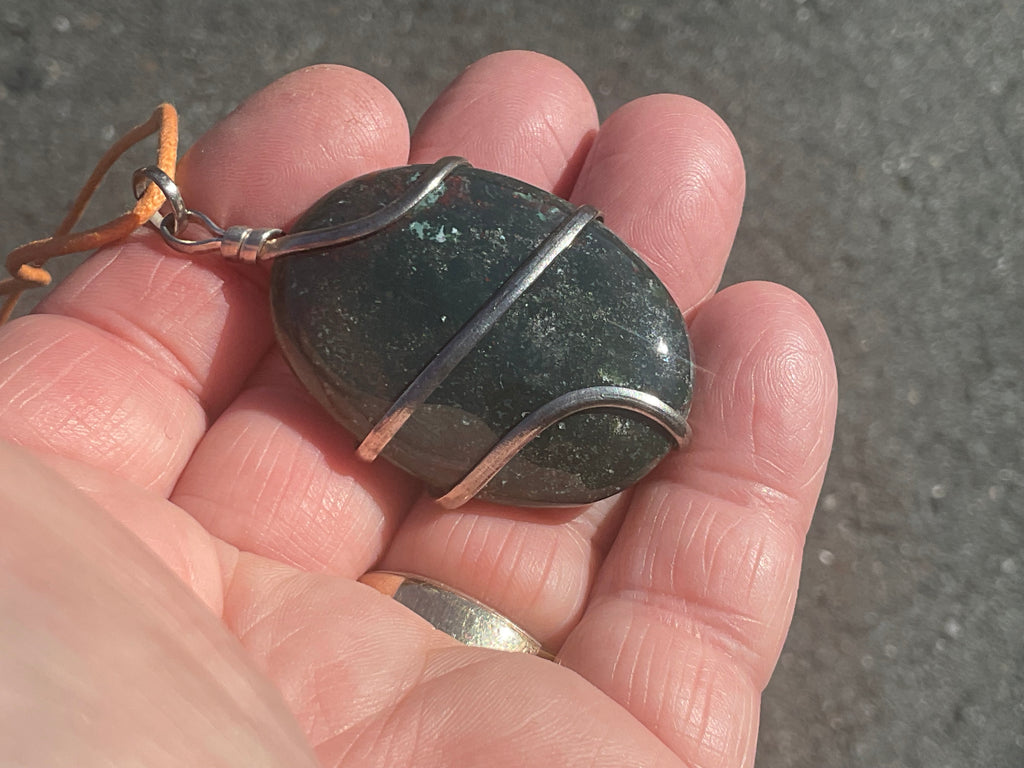 Bloodstone Wire Wrapped Pendant