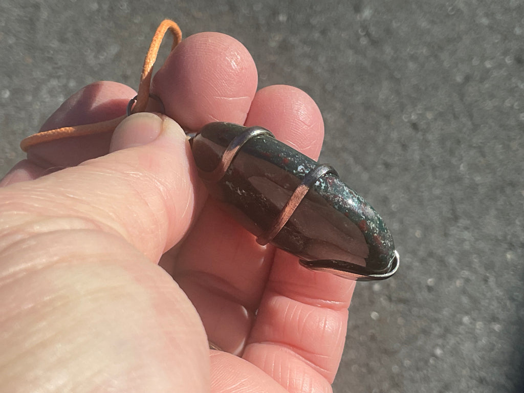 Bloodstone Wire Wrapped Pendant