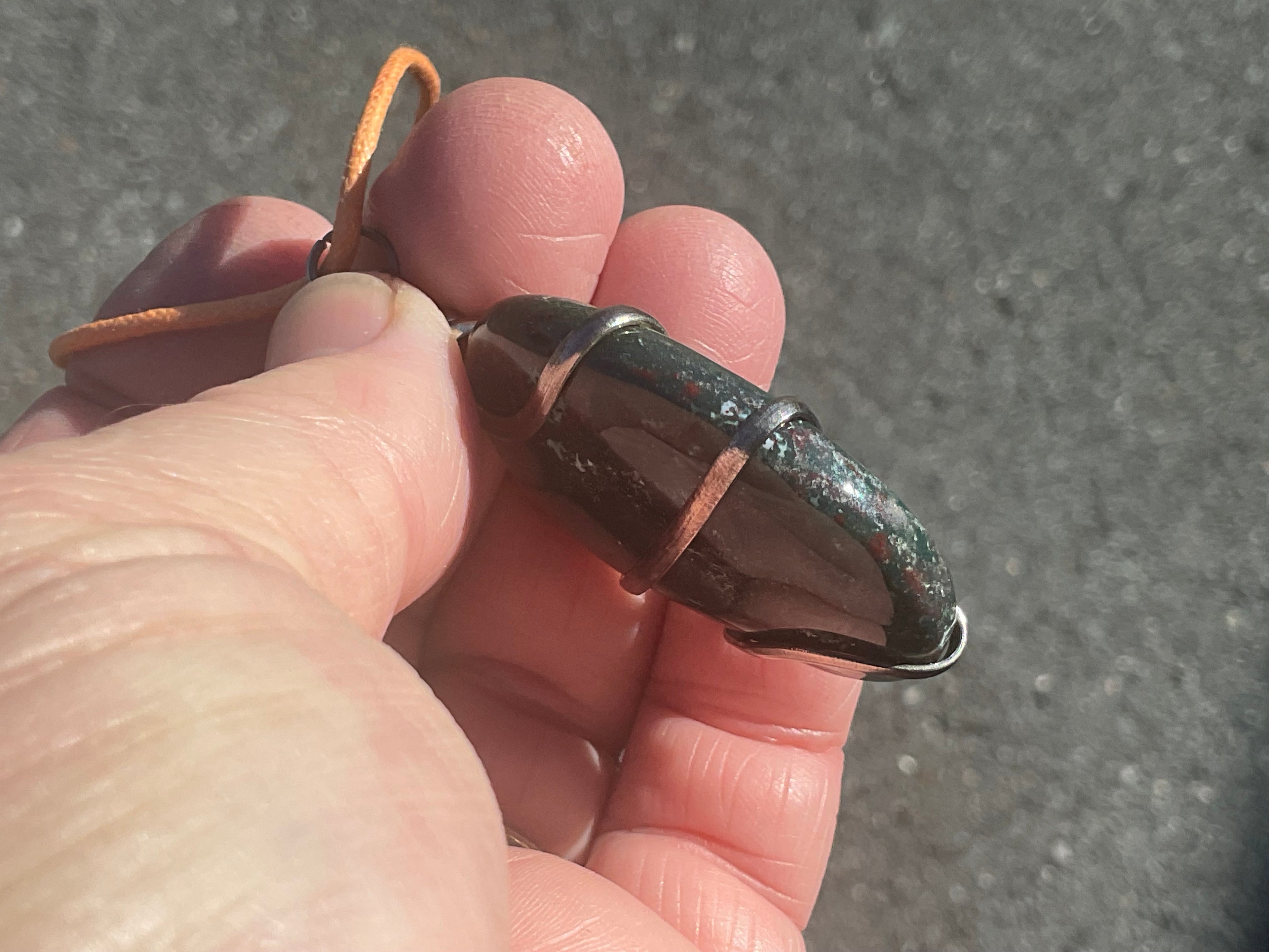 Bloodstone Wire Wrapped Pendant