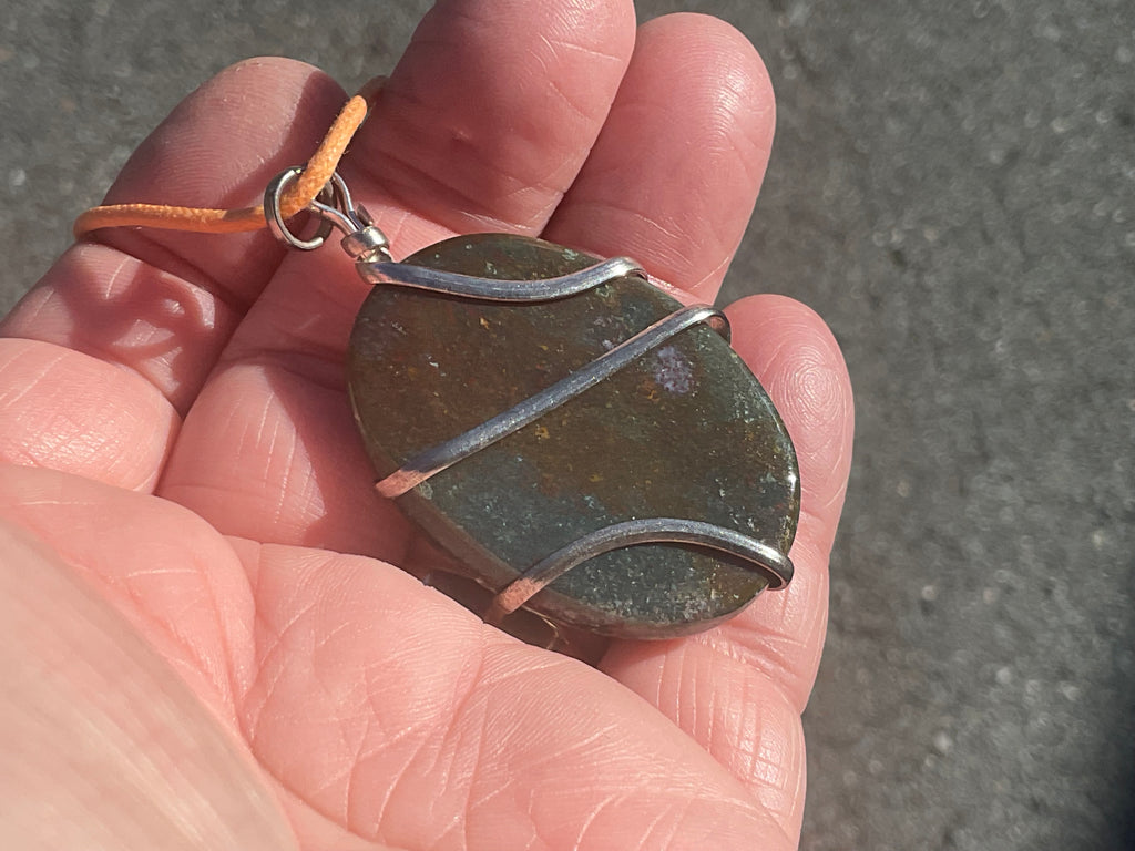 Bloodstone Wire Wrapped Pendant